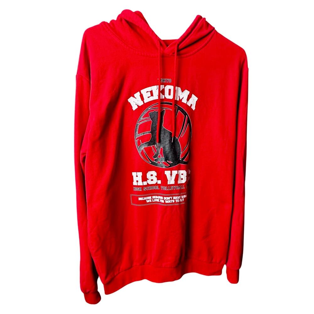 Nekoma Red Hoodie Haikyuu Anime Volleyball Club Manga sweatshirt Size LG